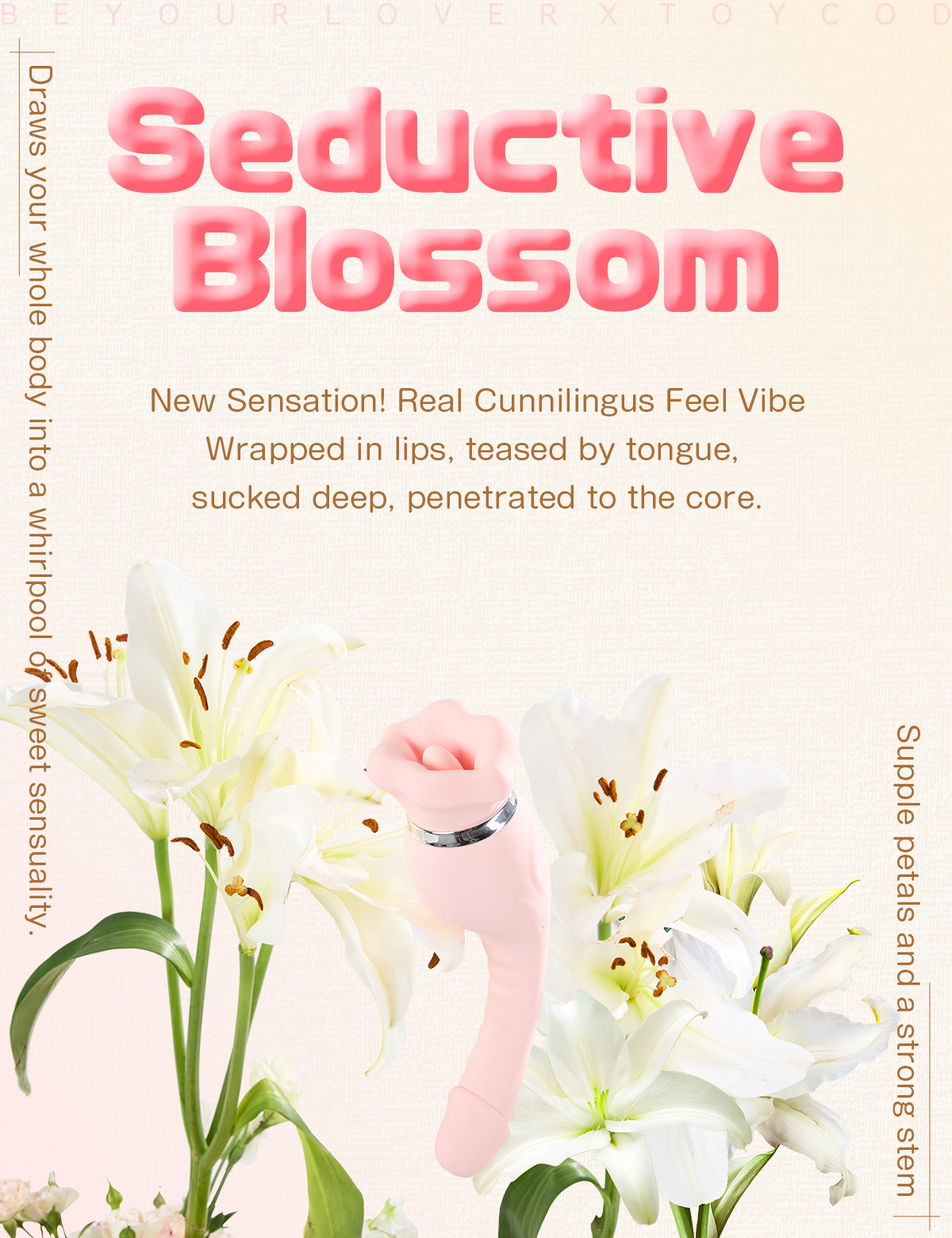 DEVIL FLOWER - Tongue Licking, Sucking & Vibrating Dildo